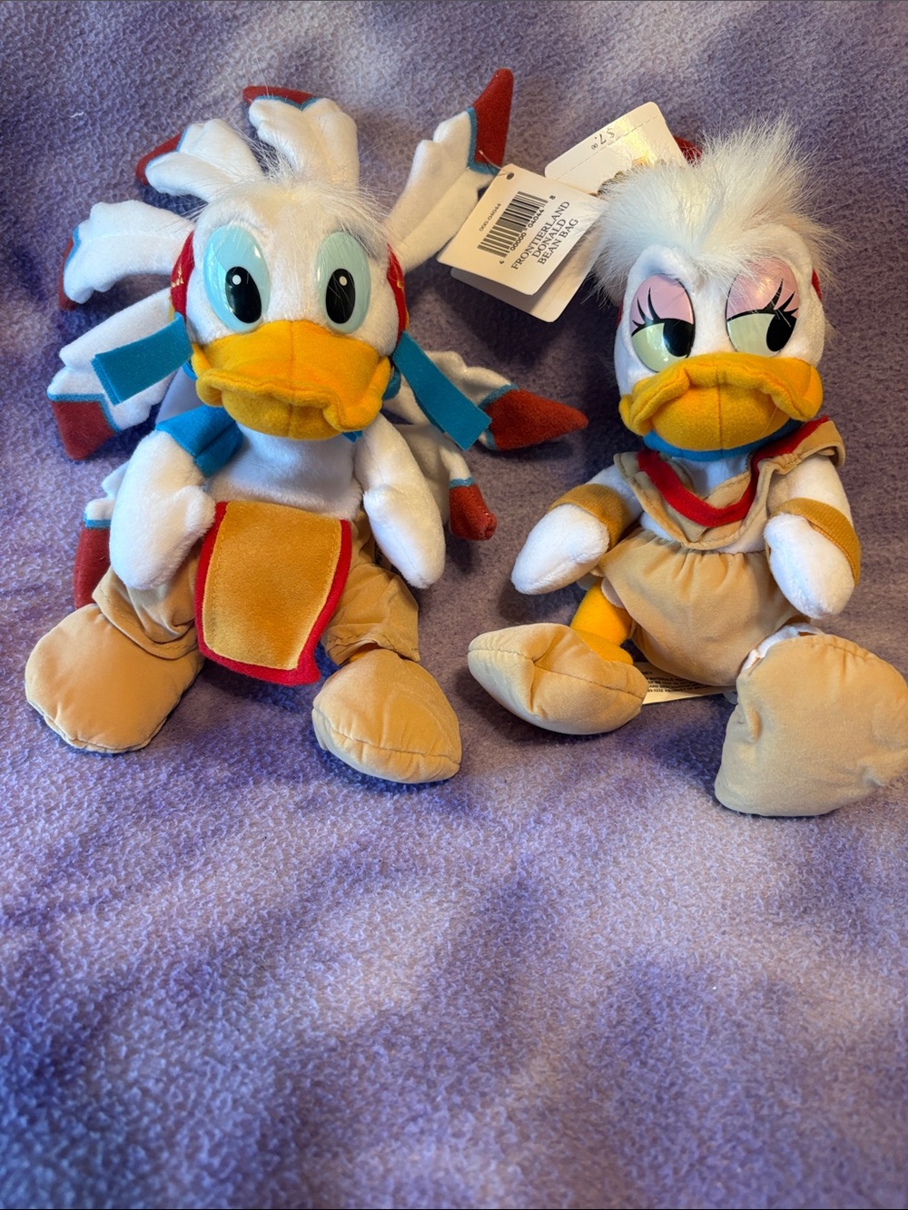 Disney Frontierland Donald and Daisy Bean Bag Plush -with tags